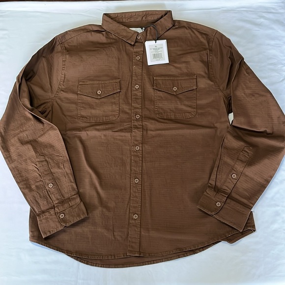 Onia All Terrain Cotton Stretch Ripstop Overshirt in Bison Size XL - Picture 4 of 8